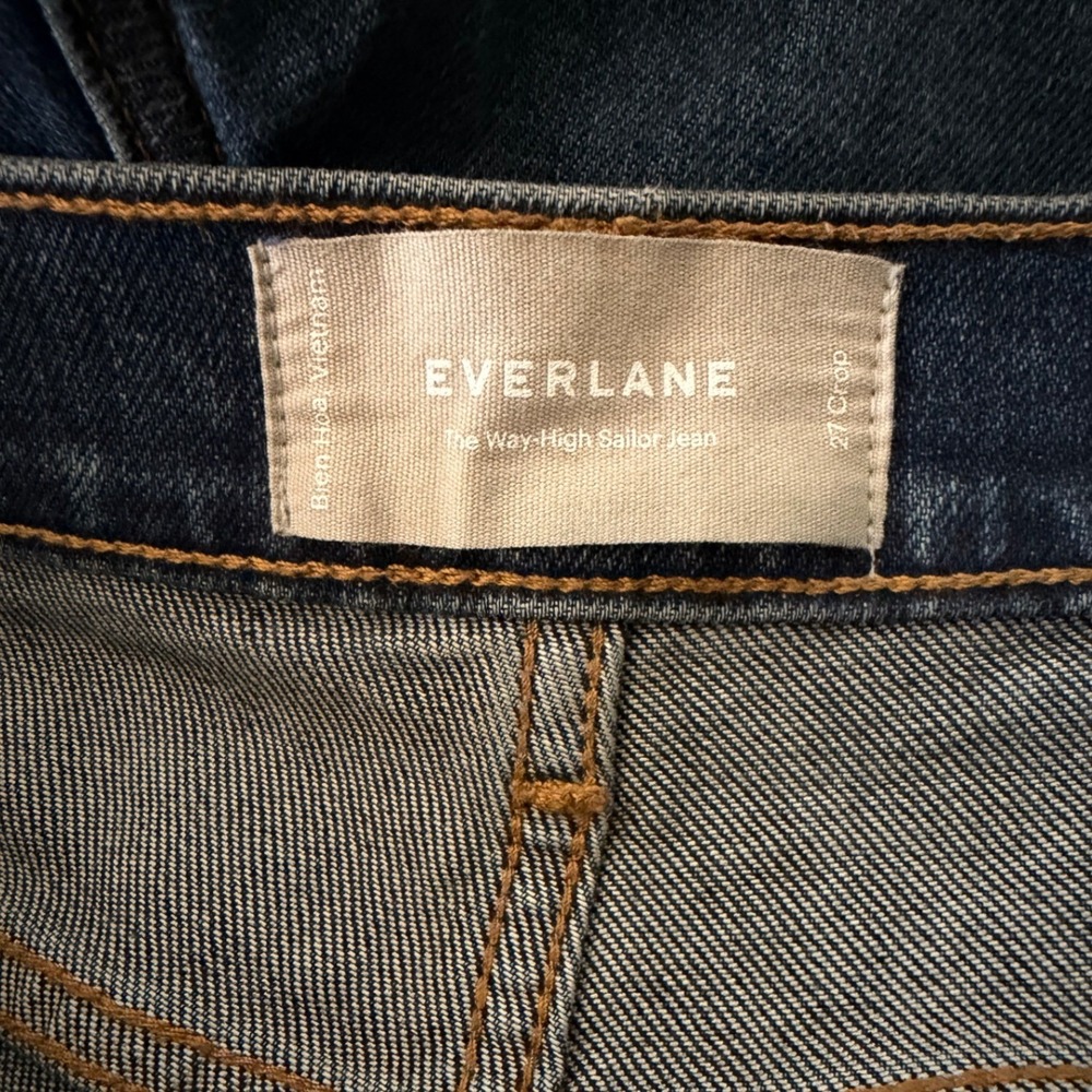 Everlane Way-High Sailor Jeans Women 27 Crop Blue Dark Wash Wide Leg High Rise - Picture 7 of 10